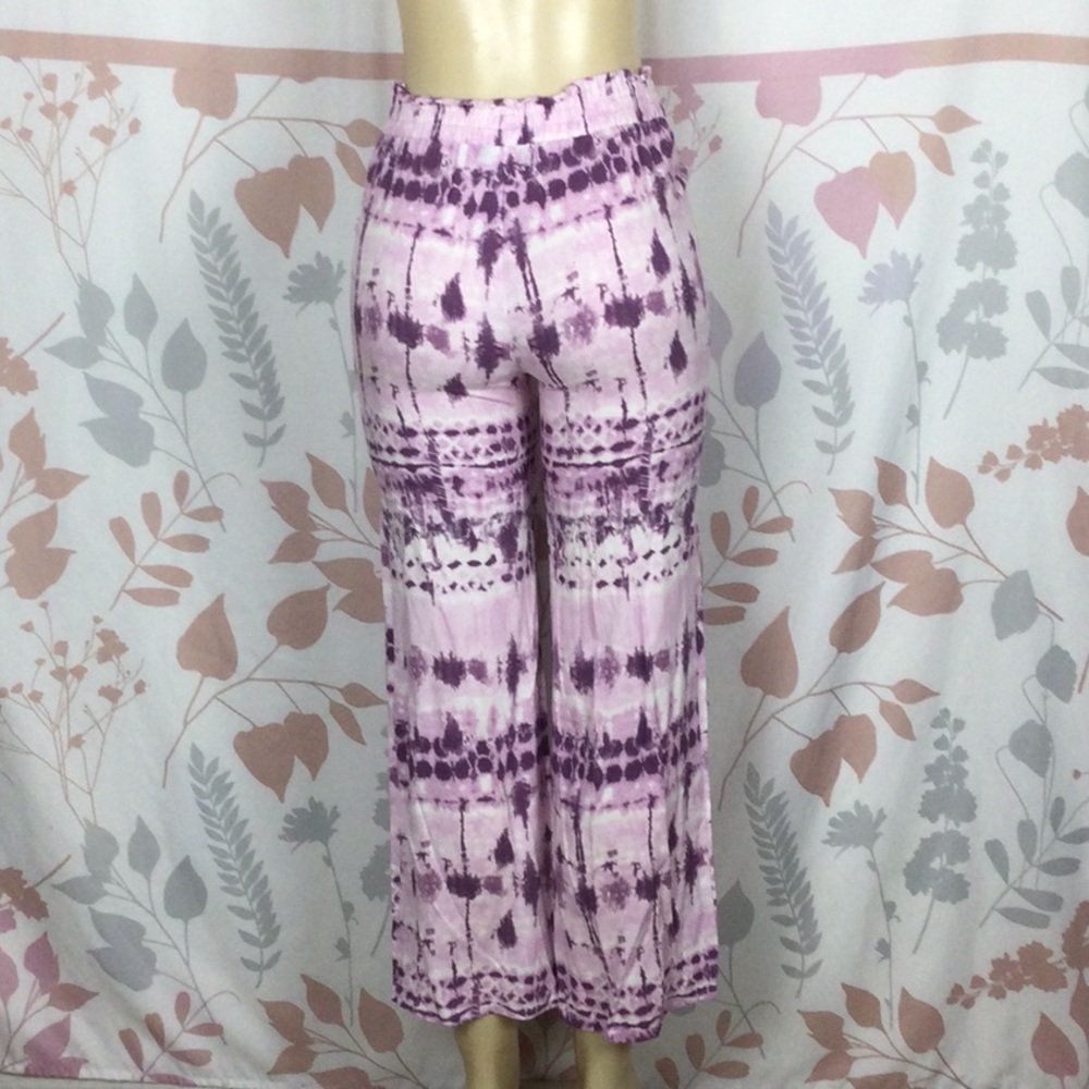 Joe B Women's‎ Lilac & Ivory Wide Leg Palazzo Pants Size Small Boho Hippie - Picture 4 of 6
